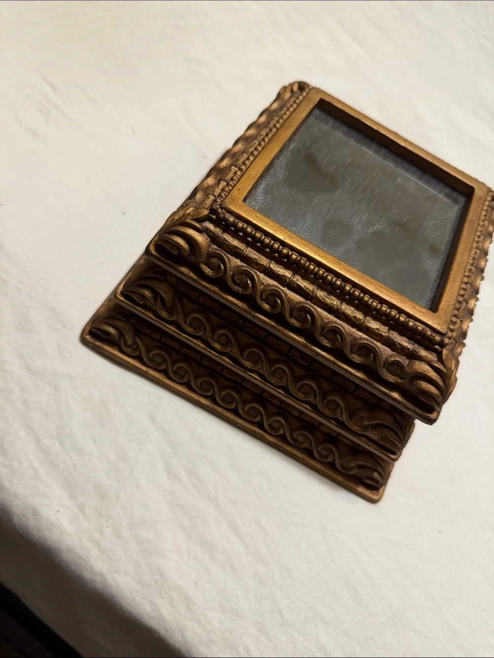 Set of Three Ornate Bronze Square Wall Mirrors